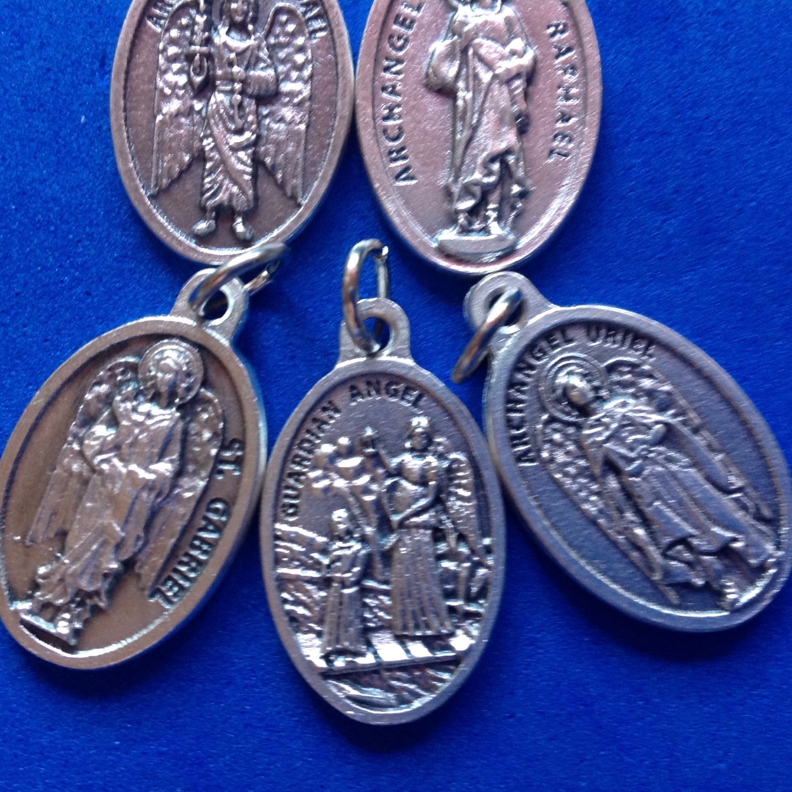 4 ARCHANGEL Saint Medal + Guardian Angel St Michael Gabriel Raphael Uriel 5Pcs