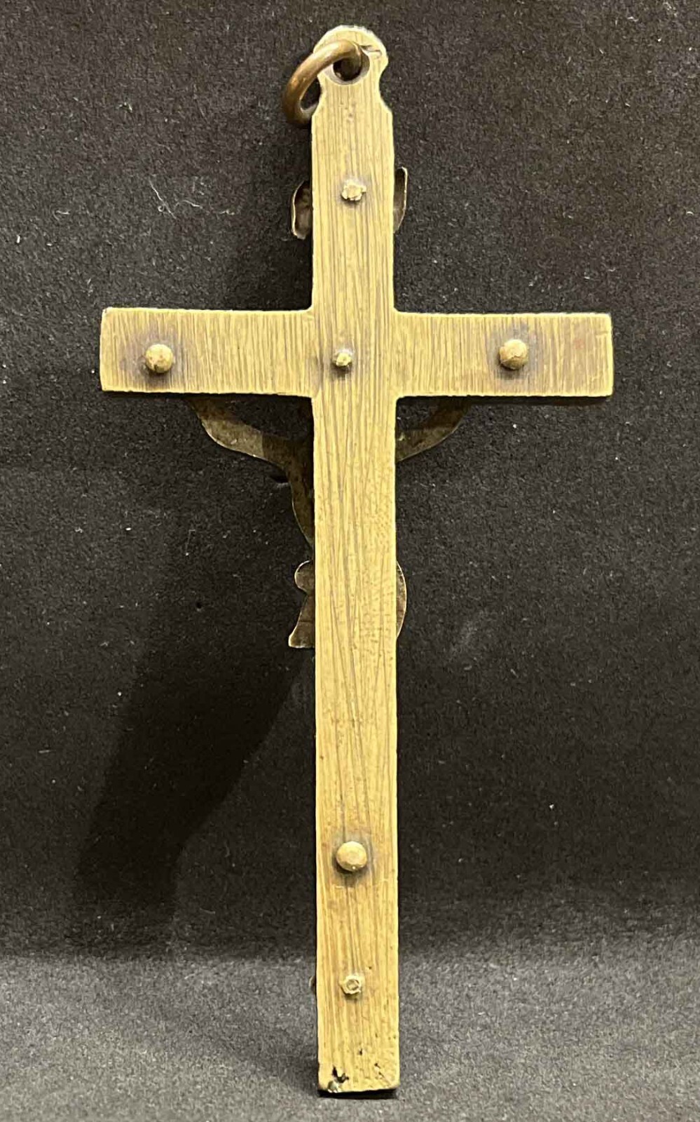 Super antique 1880´ pectoral nun cross Jesus Crucifix bronze INRI Skull & Bones