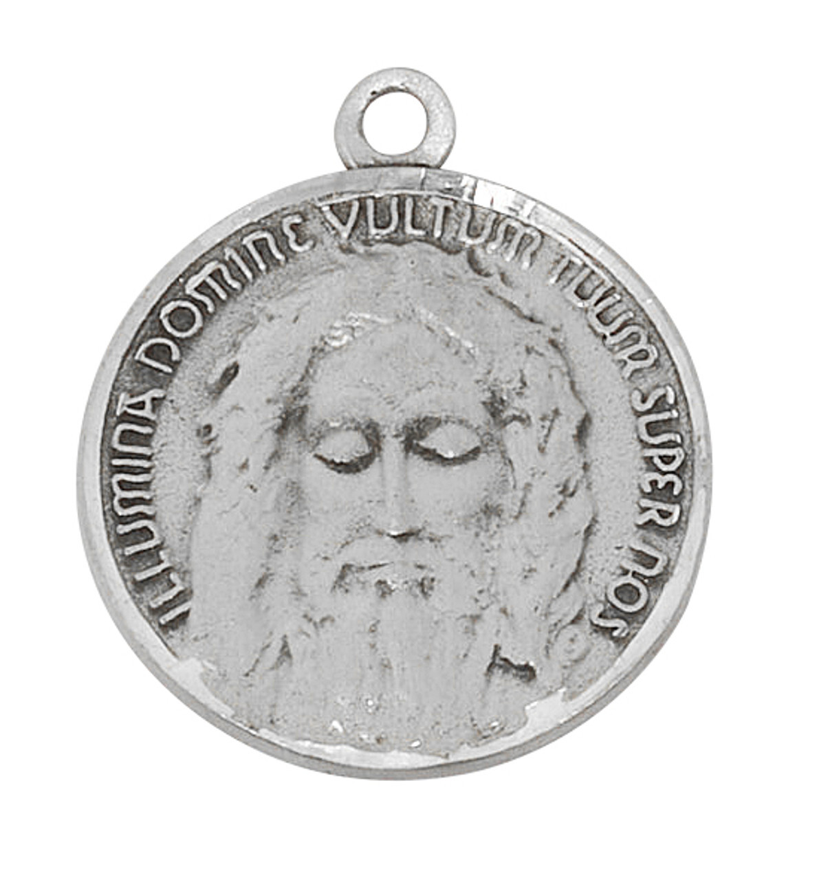 Holy Face of Jesus Catholic Medal With 18 Inch Stainless Steel Religious Chain