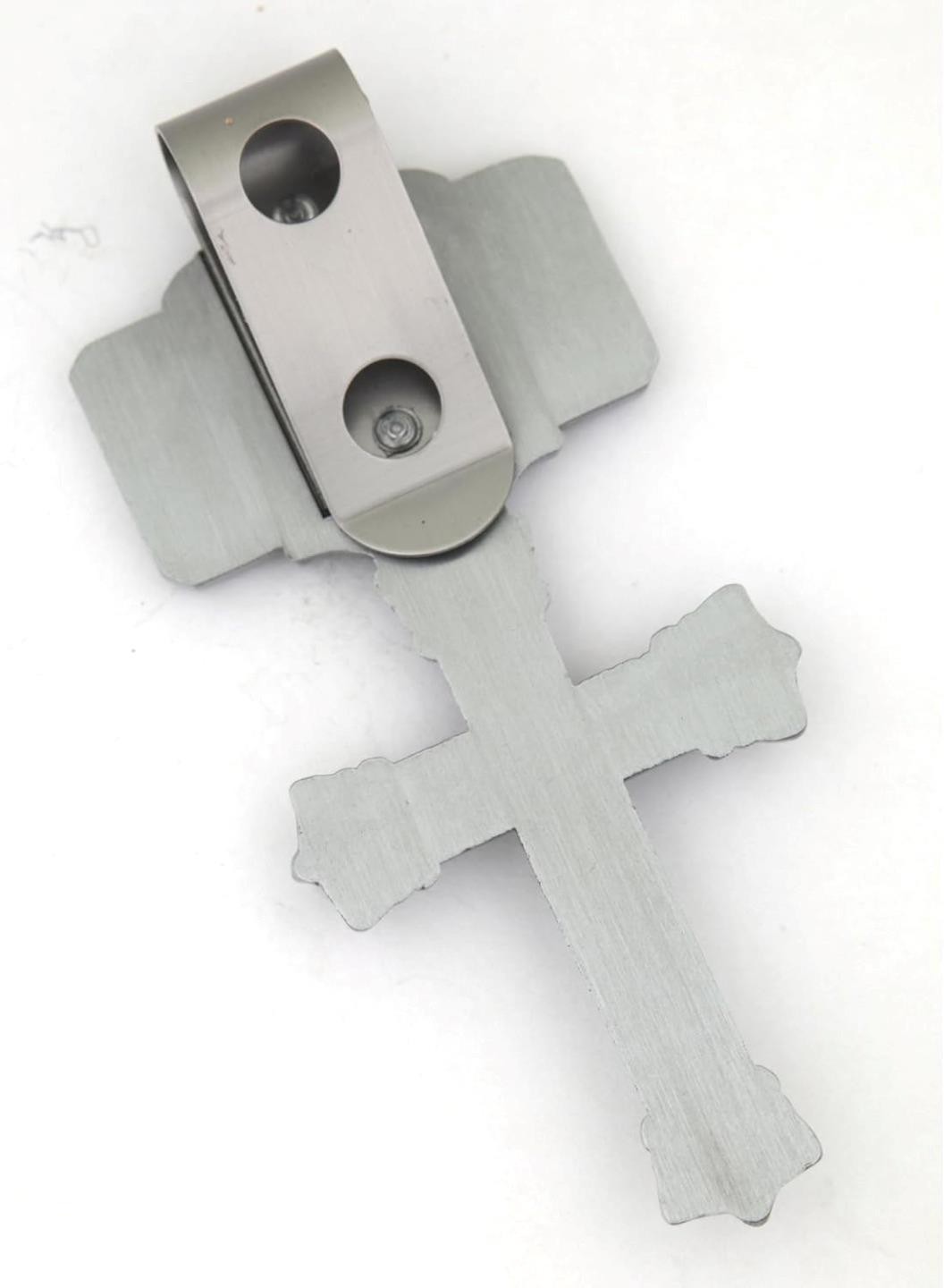 Needzo Catholic Visor Clip with Crucifix & Priest Message, 3 x 1.5 in Car Gift