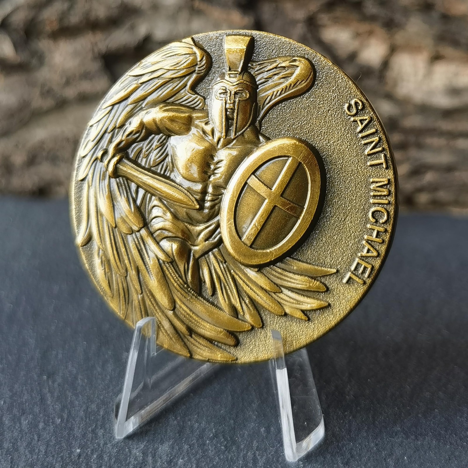 Saint Michael Protection Challenge Coin with Case – High Relief Zinc Alloy Re…