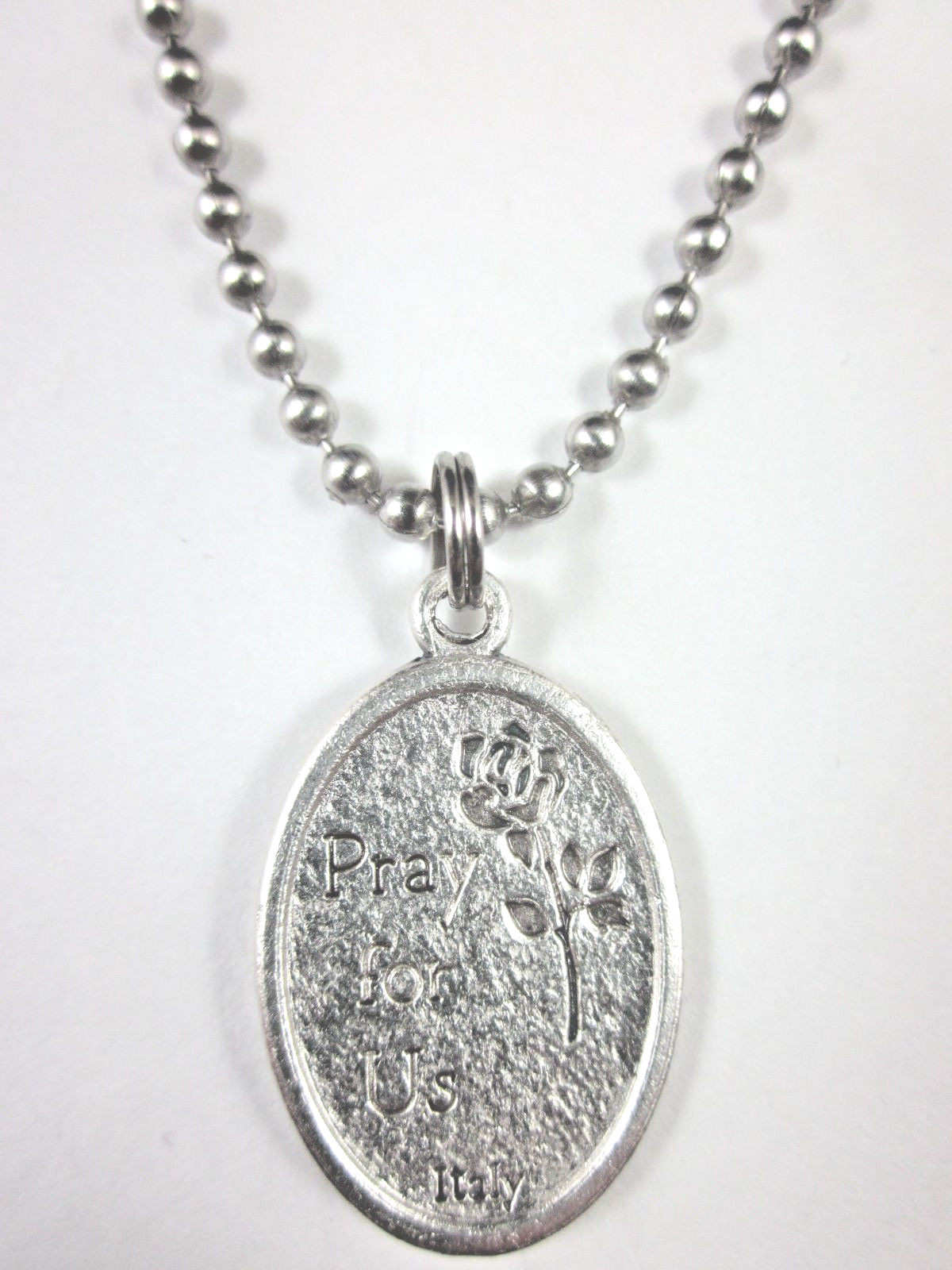 St Sebastian Medal Italy Pendant Necklace 24″ Ball Chain Gift Box & Prayer Card