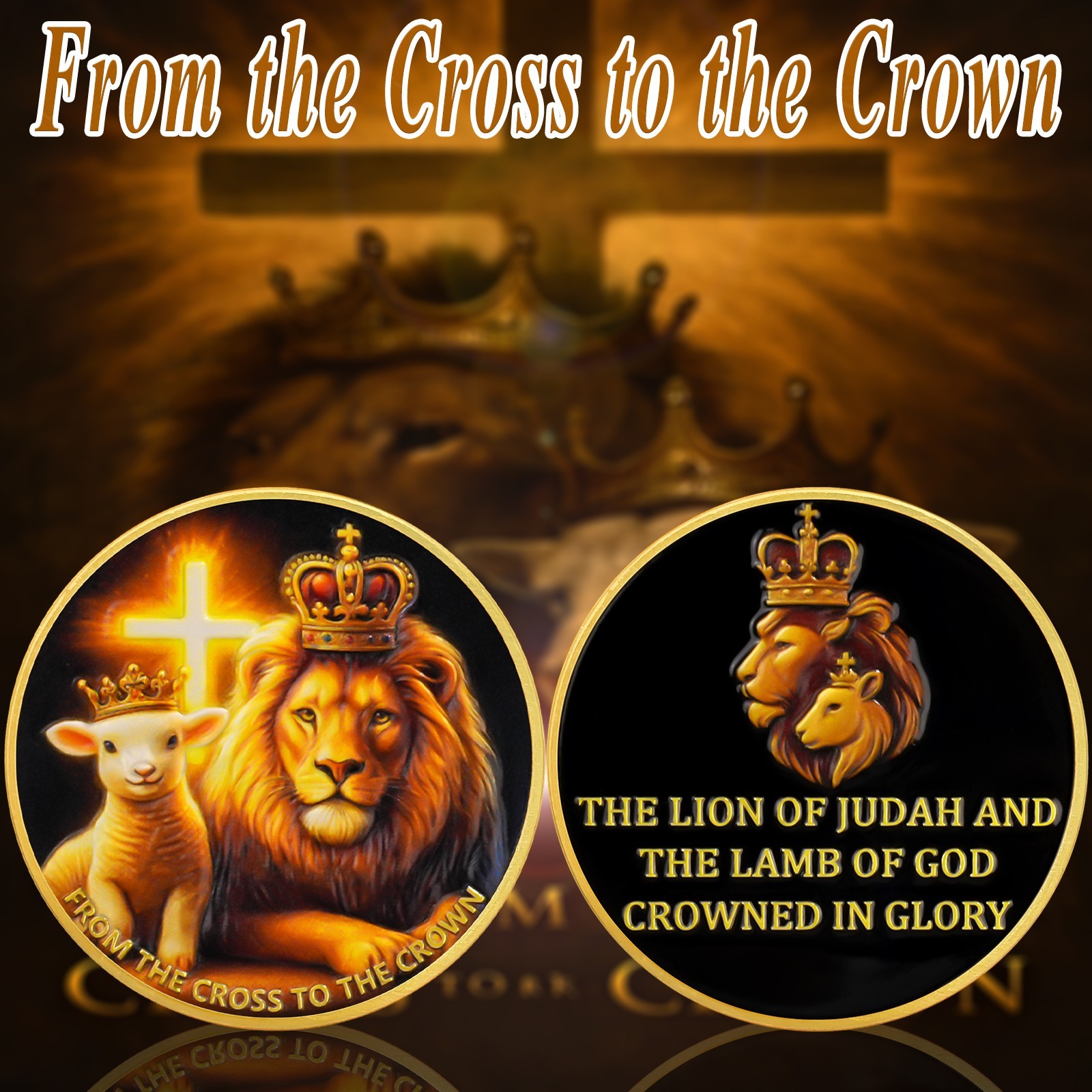 5pcs Christian Challenge Coin – Lion of Judah and Lamb Christianity Faith Gifts