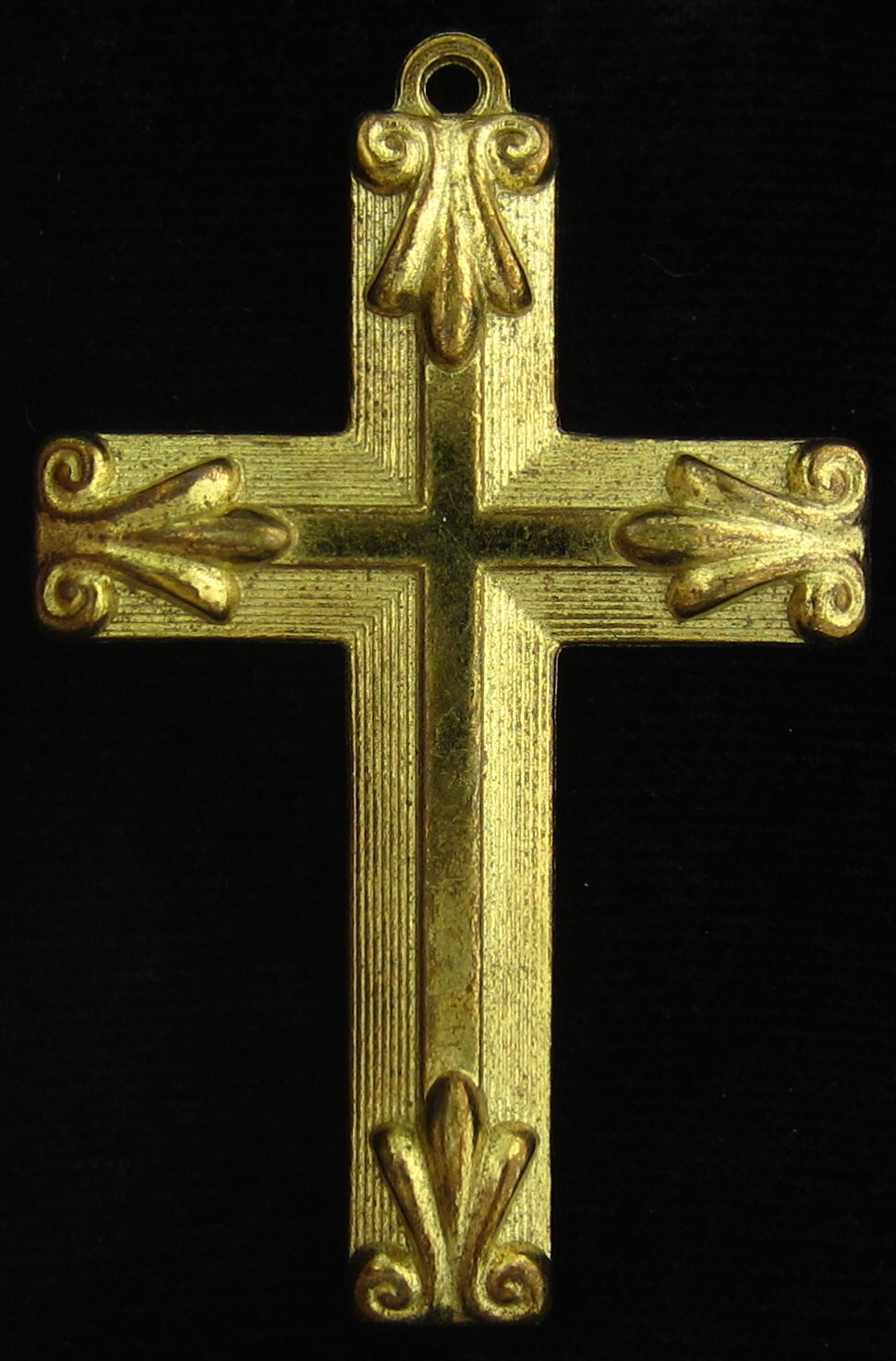 Vintage Cross Medal Pendant Gold Tone Jesus Religious Holy Catholic