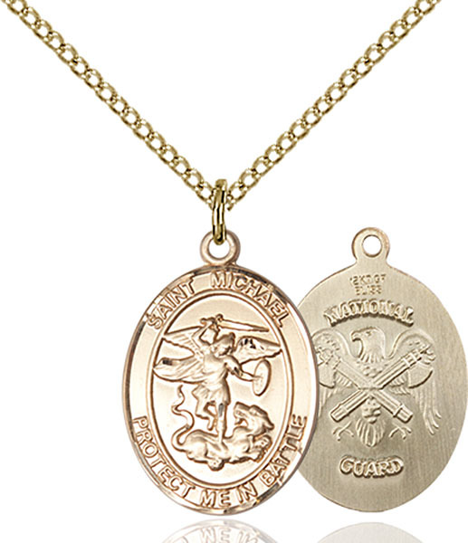14K Gold Filled St Michael The Archangel Natl Military Catholic Medal Necklace