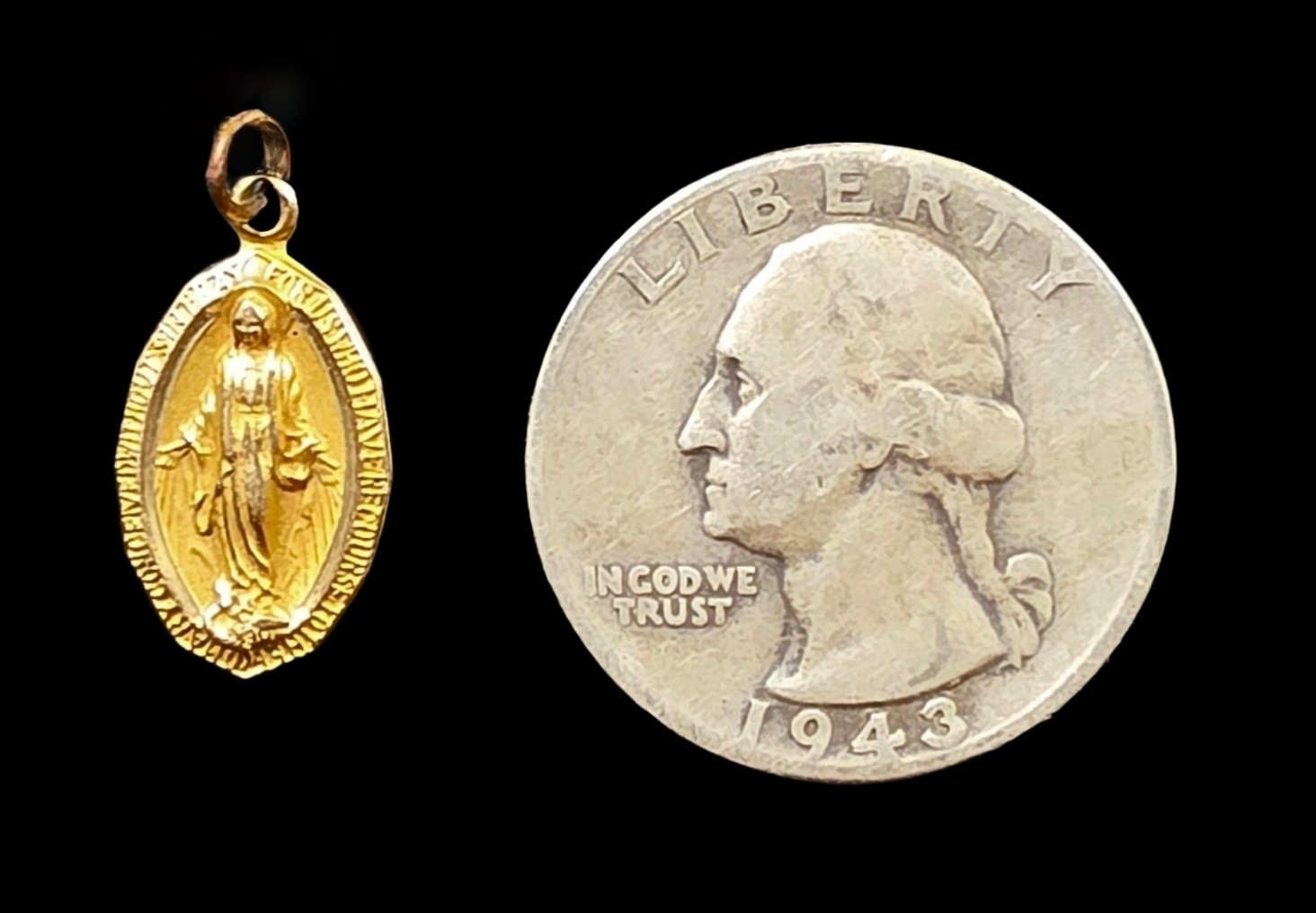 10 kt GOLD MEDAL VIRGIN MARY CATHOLIC CHARM PENDANT-FREE SHIPPING
