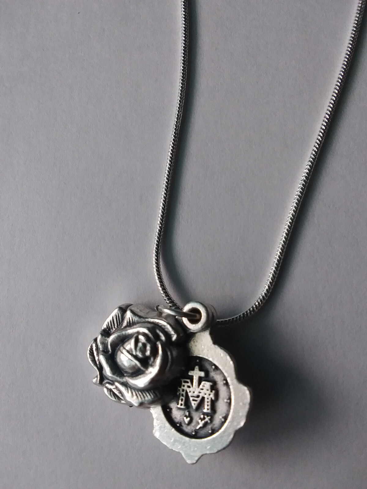 Miraculous Medal ROSE LOCKET Italy 925 Sterling Silver Chain Necklace QUALITY