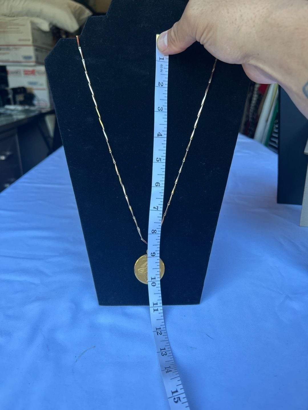 Vintage Pope Paul VI Religious Medal Necklace, Gold Tone Rhinestone Devotional P