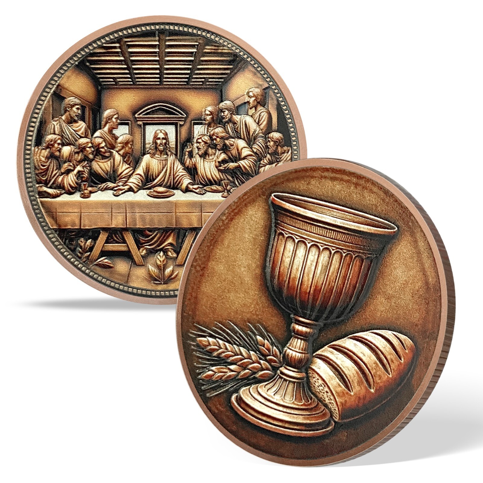 3 Pcs Jesus Christ & Last Supper Religious Coin Great Religious Keepsake Gifts