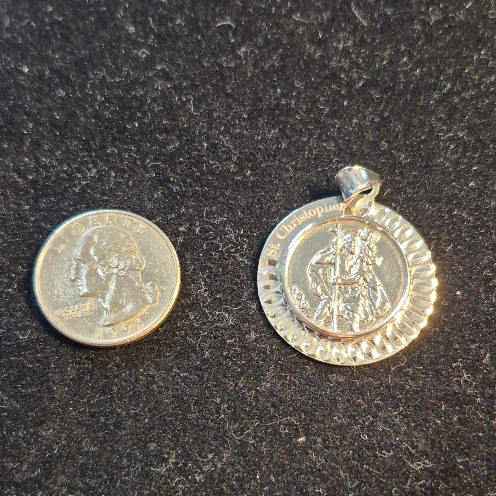 St. Christopher Round Christian .925ss Pendant Charm – Christianity 9.1 g
