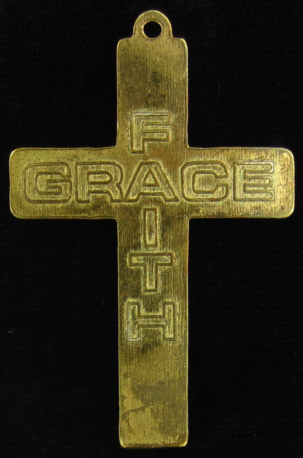 Vintage Cross Medal Pendant Gold Tone Jesus Religious Holy Catholic