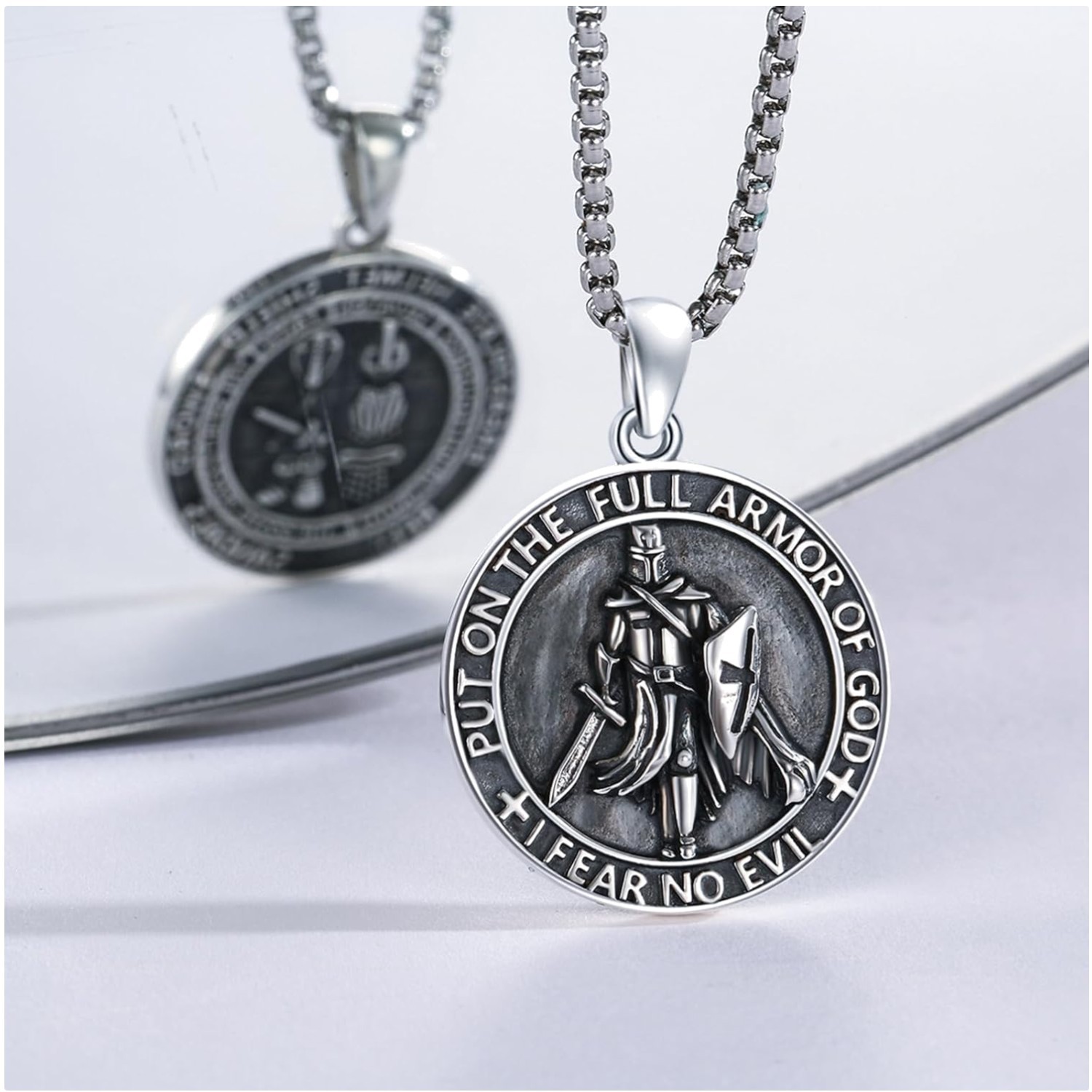 Sterling Silver Templar Knight Necklace | Religious Jewelry