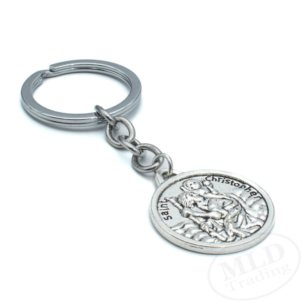 St Christopher Medal Patron Saint Of Travelers Prayer Pendant Key Chain Gift
