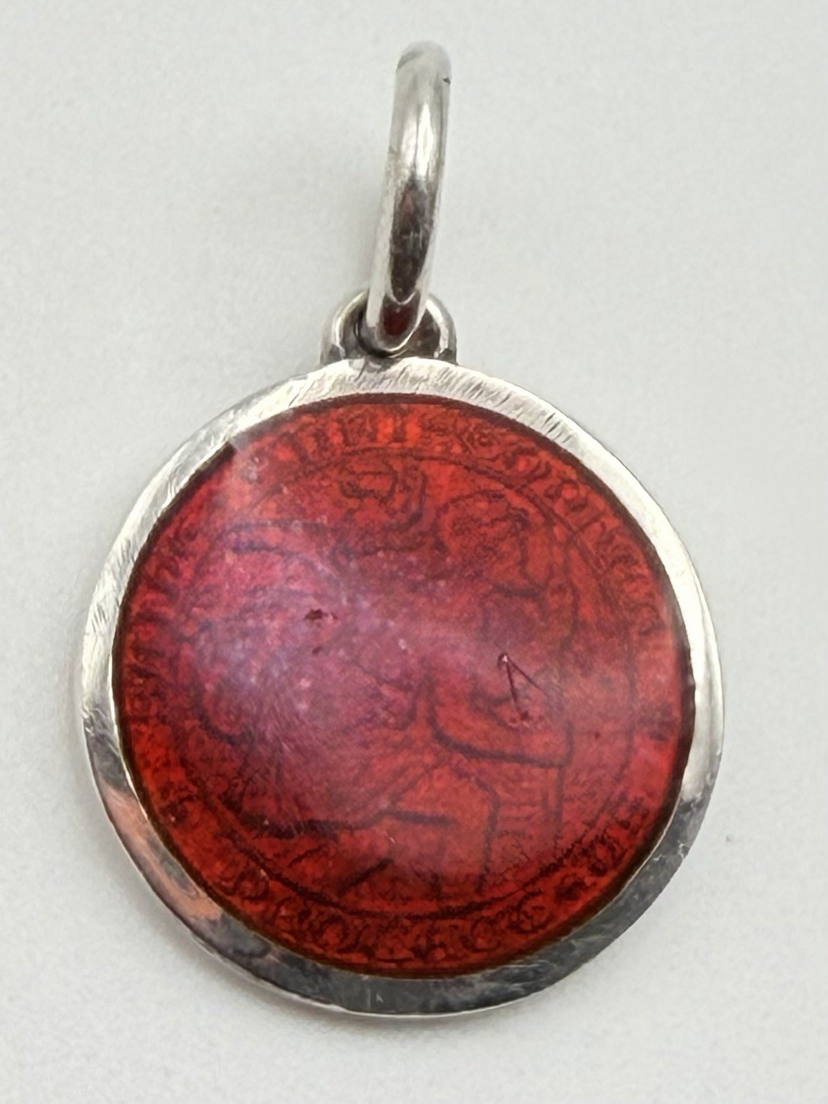 Charles Thomae Sterling Silver Saint Christopher Protect Us 2.25g, 14.4mm