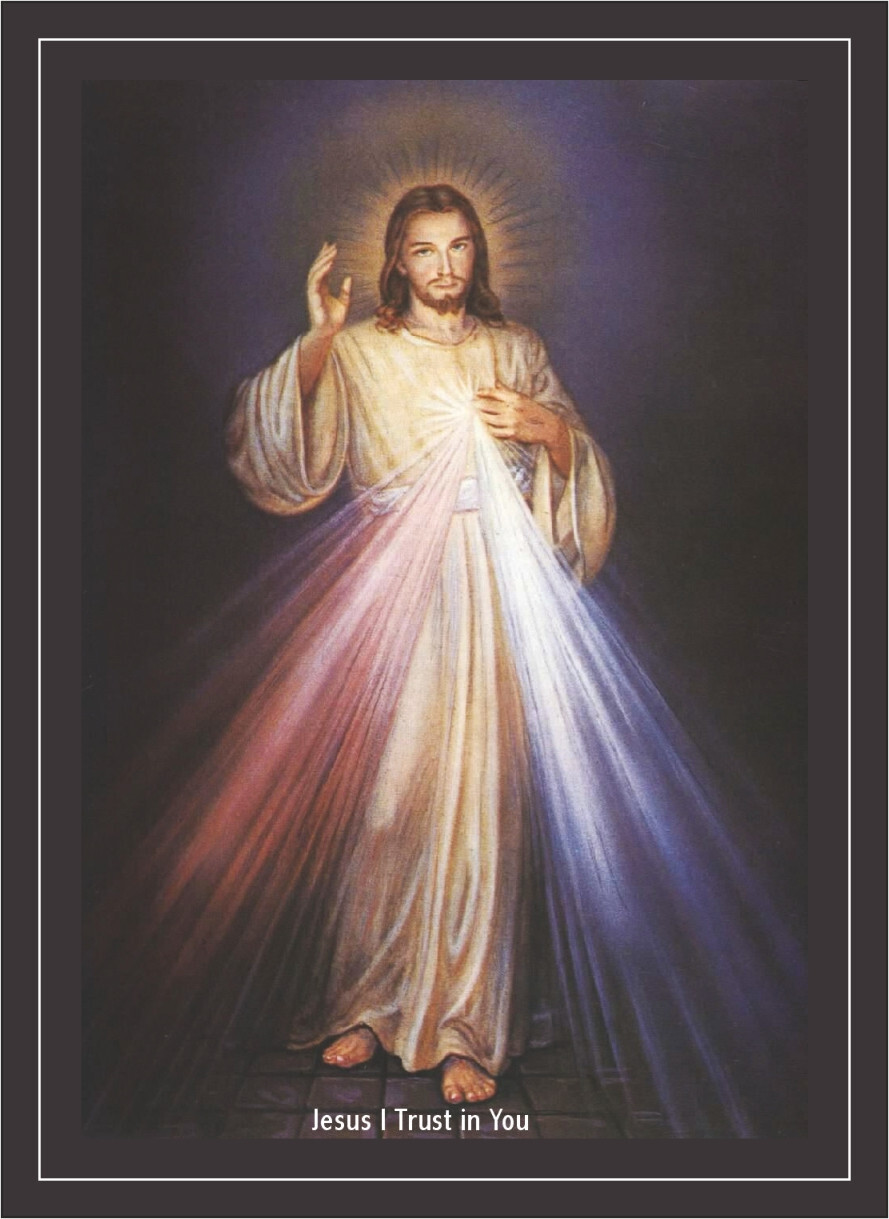Ladies Divine Mercy / St Faustina Medal Pendant Necklace 20″ Chain Prayer Card