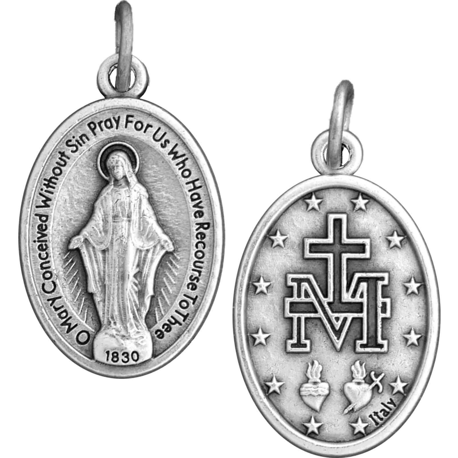 Miraculous Medals Bulk Pack (Regular 1 inch) Silver-Plated Medals Made in Ita…