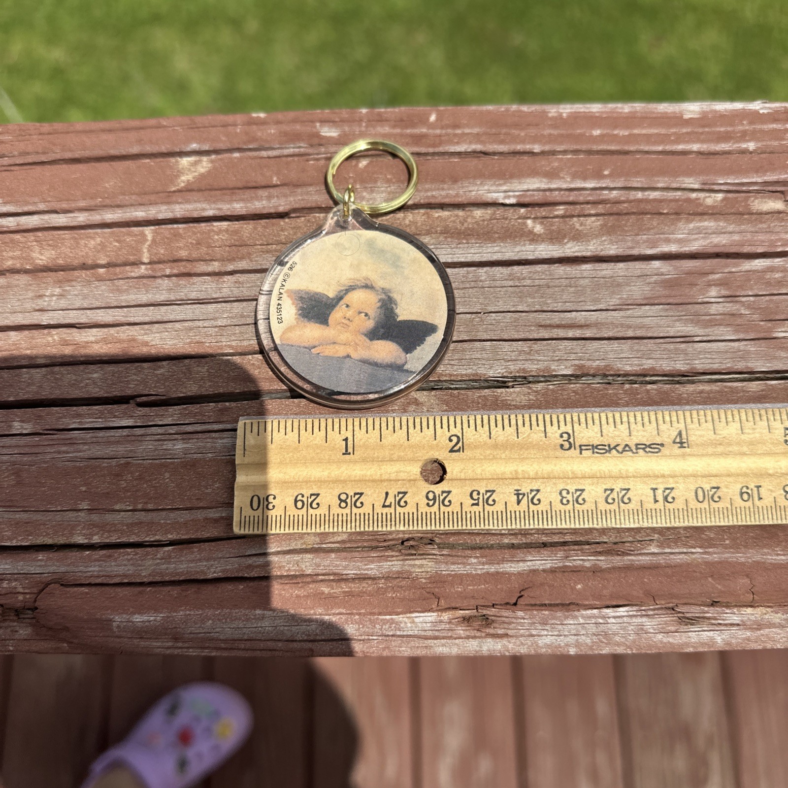 Guardian Archangel Cherub Saint Michael Double Sided Picture Key Chain 2 In Vtg