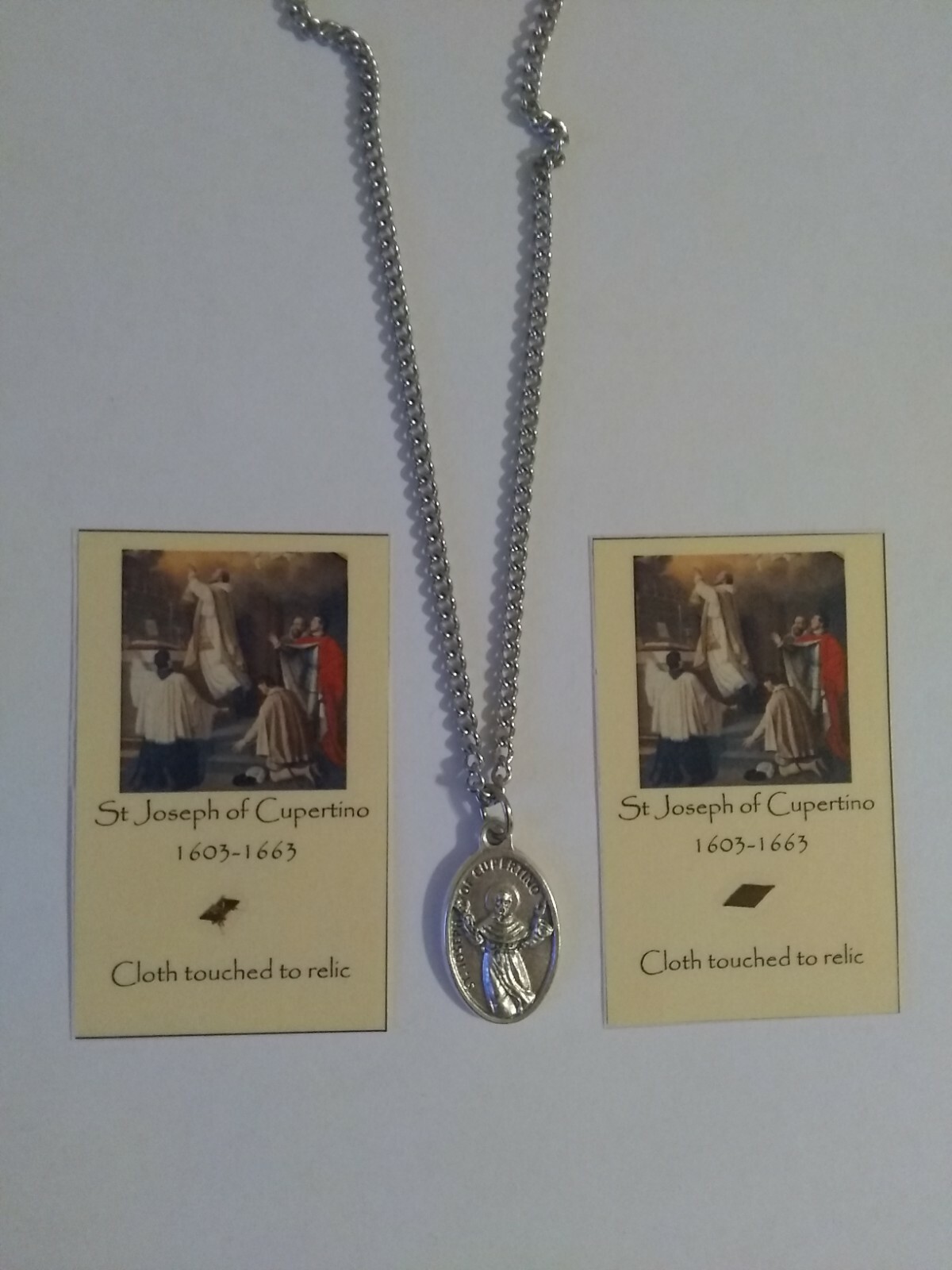 Catholic Saint Joseph of Cupertino St medal holy card patron pilots students