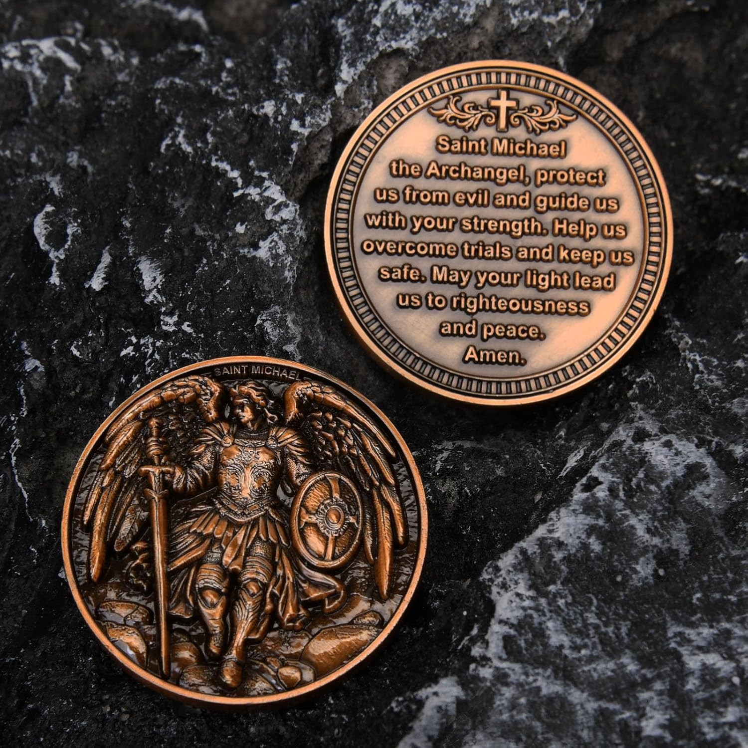 Saint Michael Archangel Protection Coin – 1.57-Inch Double-Sided Zinc Alloy Co