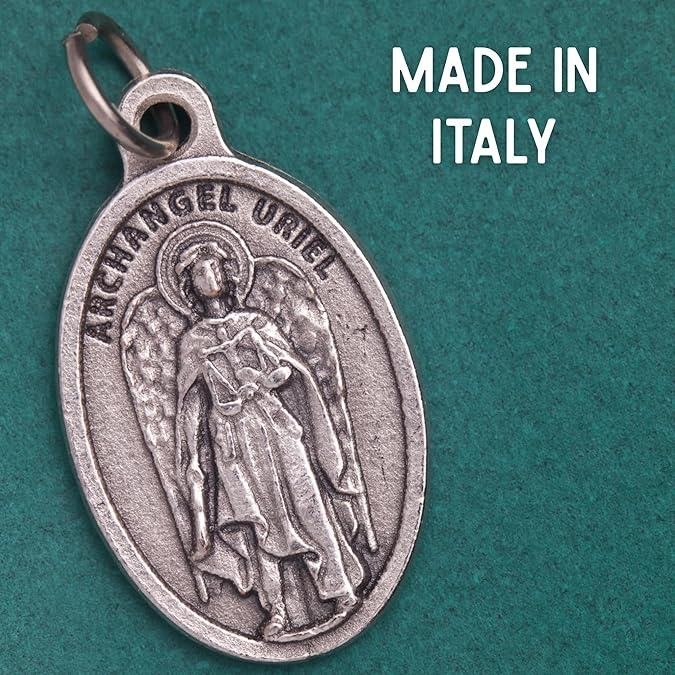 Archangel Uriel Pray for Us Medals, 1″, Made in Italy, Pack of 4 Charms