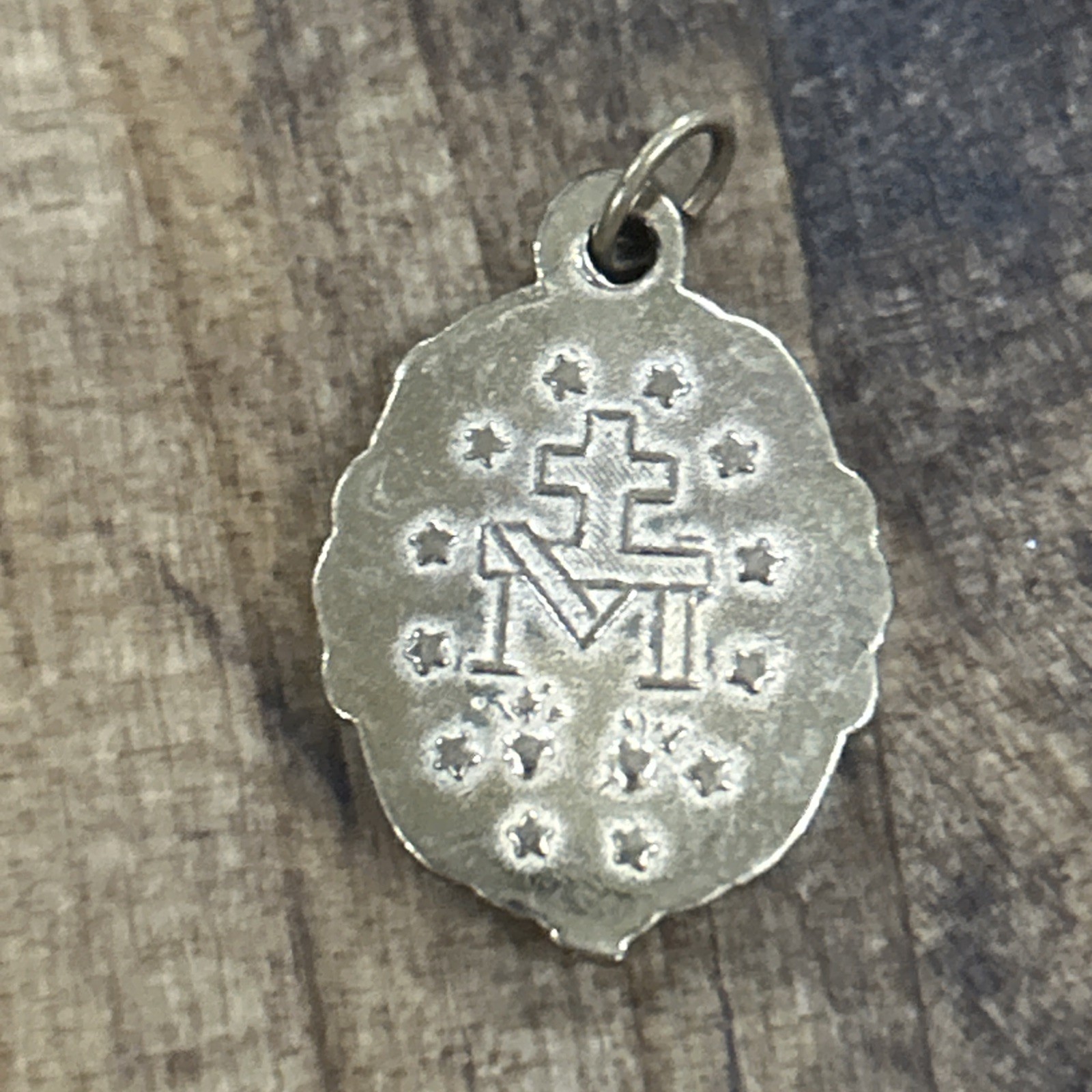 Vintage Gold Toned Catholic Saint Virgin Mary Religious Medal Pendant