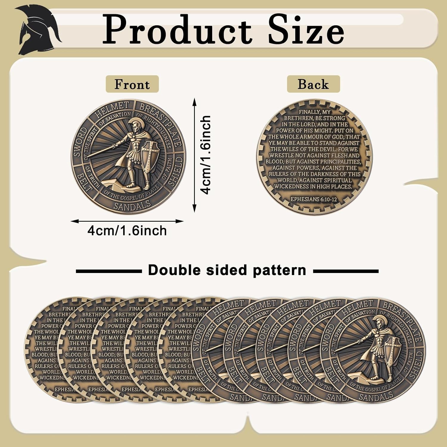 Distinctive 10 Pcs Armor of God Coins – Perfect for Churches and Gifting