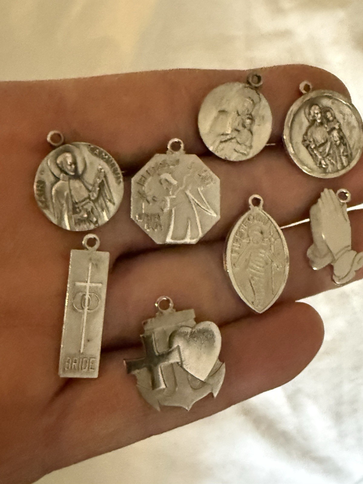 VINTAGE 1950s-60s ESTATE LOT RELIGIOUS STERLING SILVER PENDANTS WOW!!!
