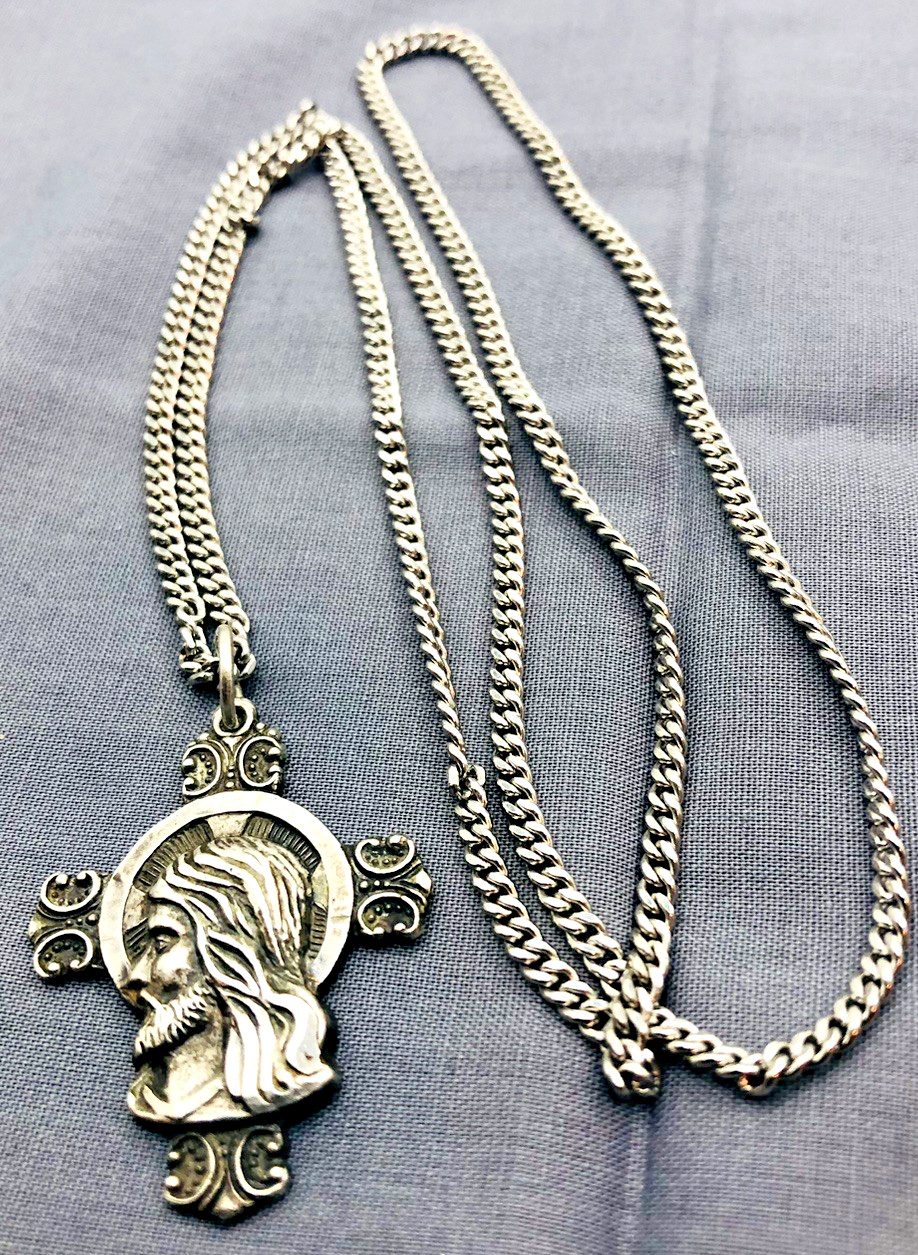 Vtg CREED Sterling Catholic Medal Jesus & Lady Of Mt. Carmel on 30 In 925 Chain