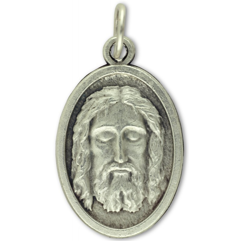 Holy Face of Jesus Silver Oxidized Medal 1″