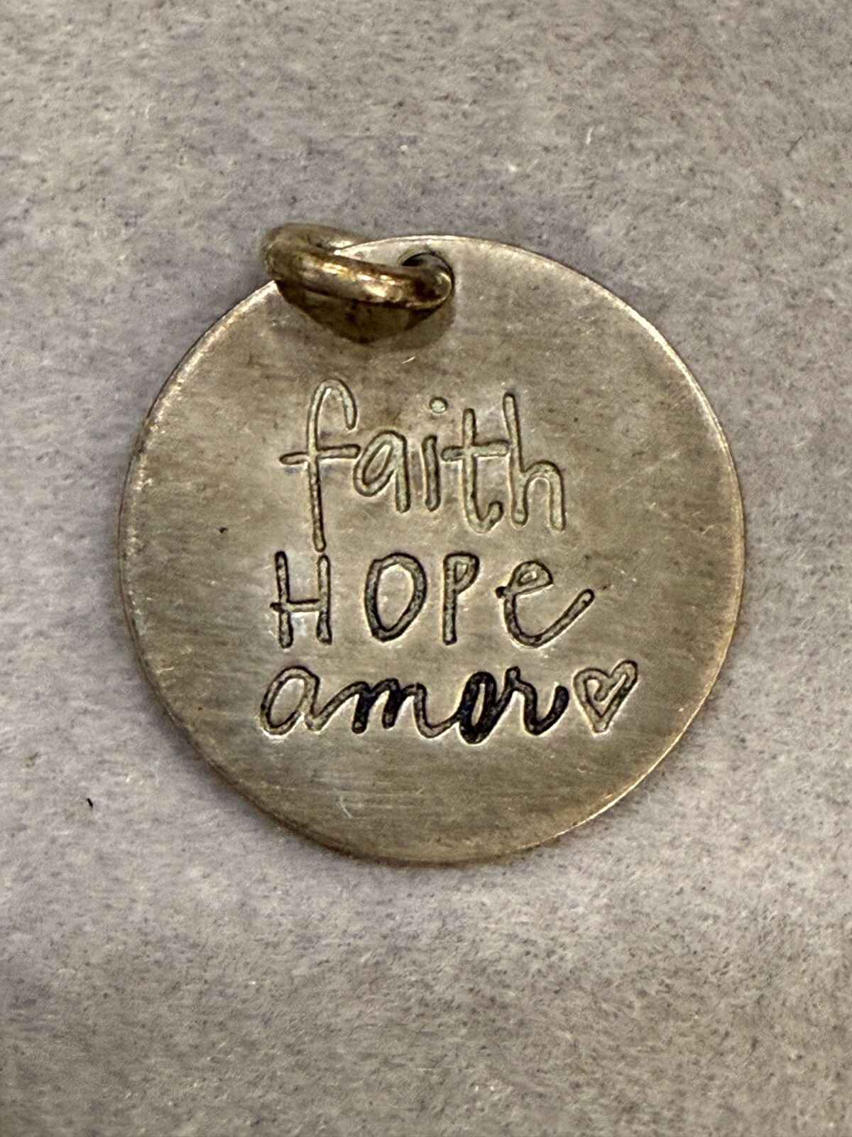 Vintage Religious Faith Hope Amor Medal Gold Tone Classic Pendant Charm (3148)