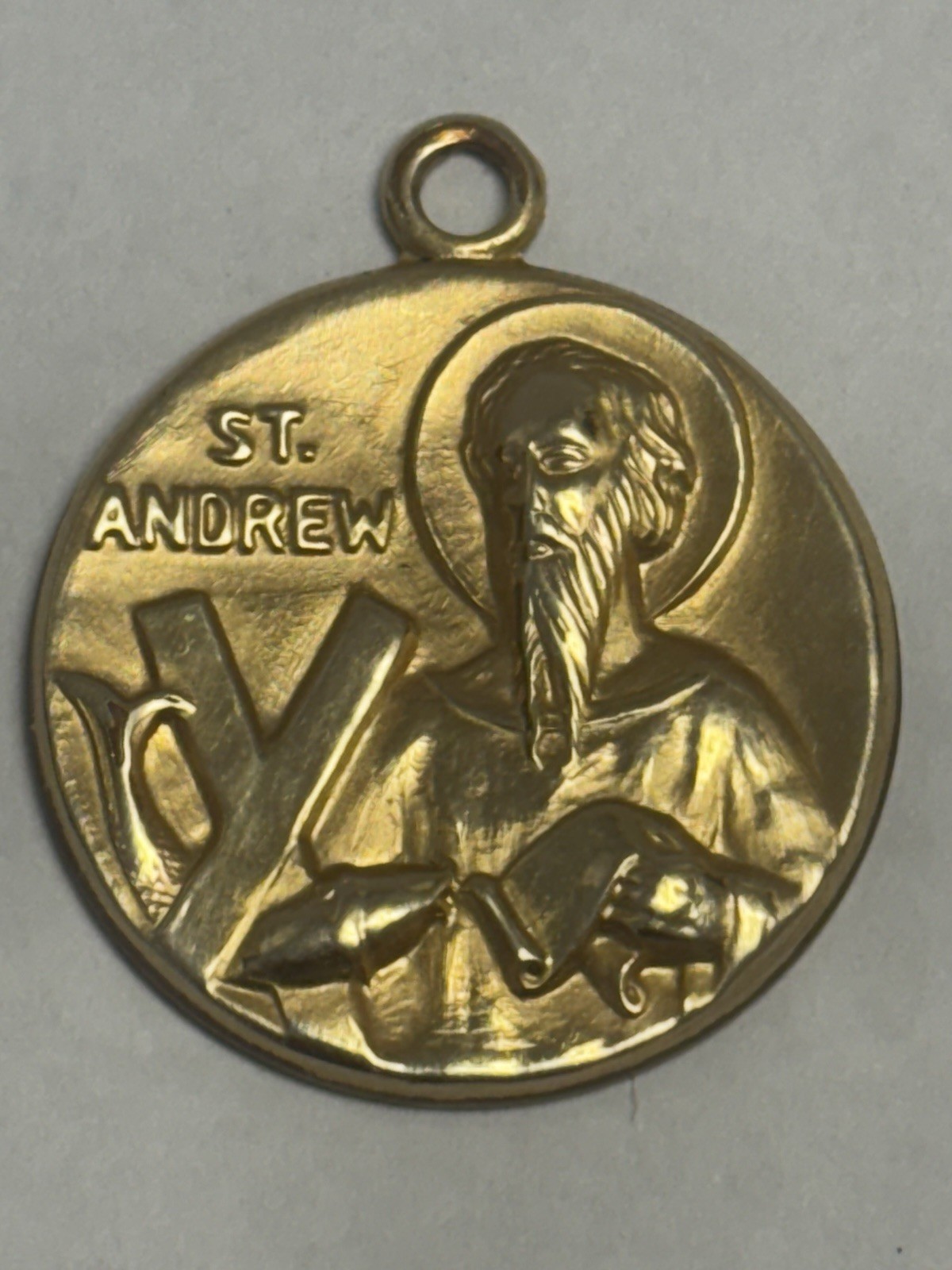 2 Religious Medals, 12k G.F., St. Andrew/Fisherman & St. Christopher/Traveller