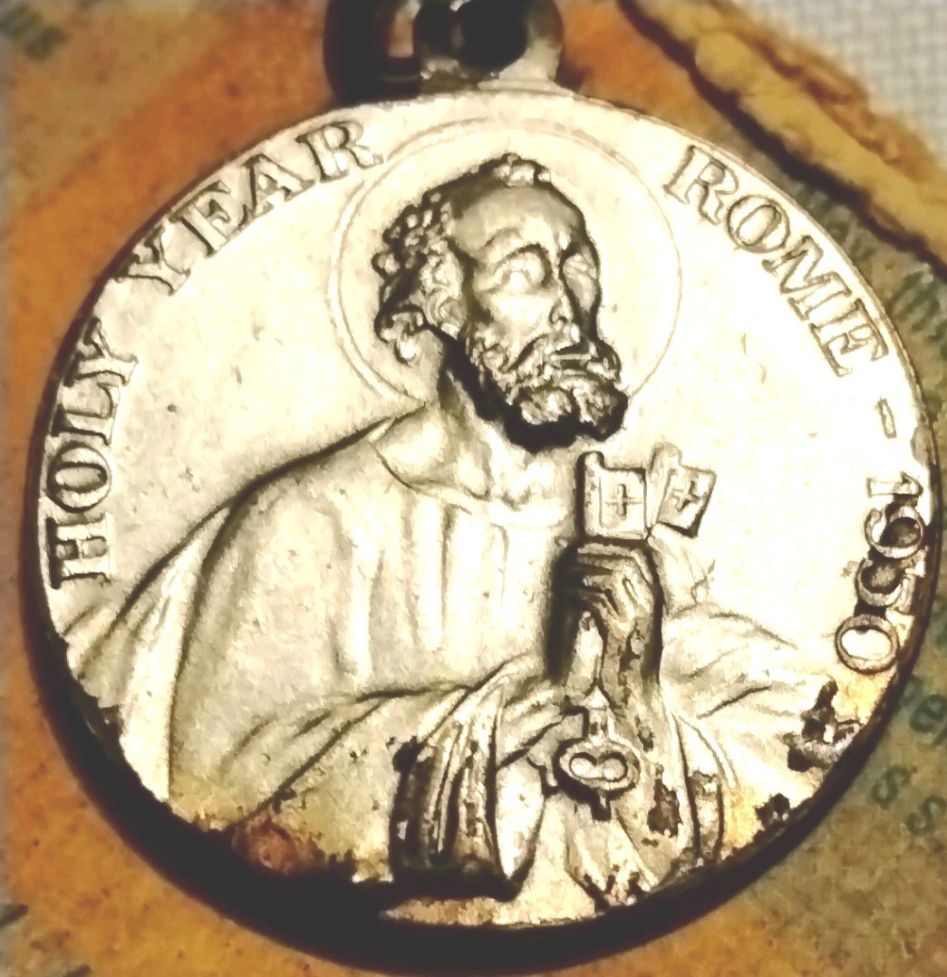 Vatican Pope Blessed Pius Relic Religious Medal 1950 Original Card RARE Pendant