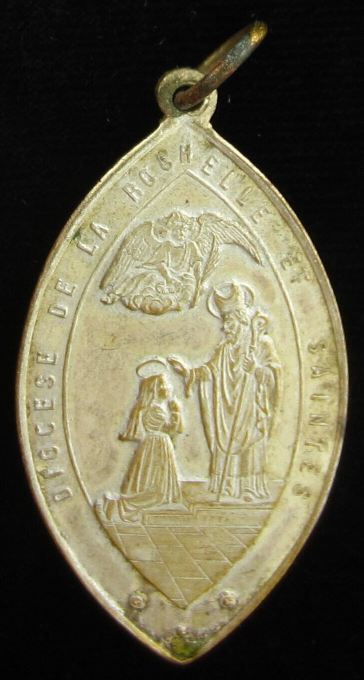 Vintage Saint Bernadette Medal Holy Catholic Mary Marian Apparition Large XL