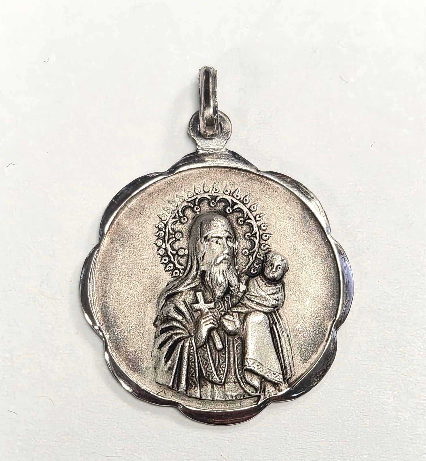 Antique Catholic 900 Sterling Silver Saint Joseph Medal / Pendant
