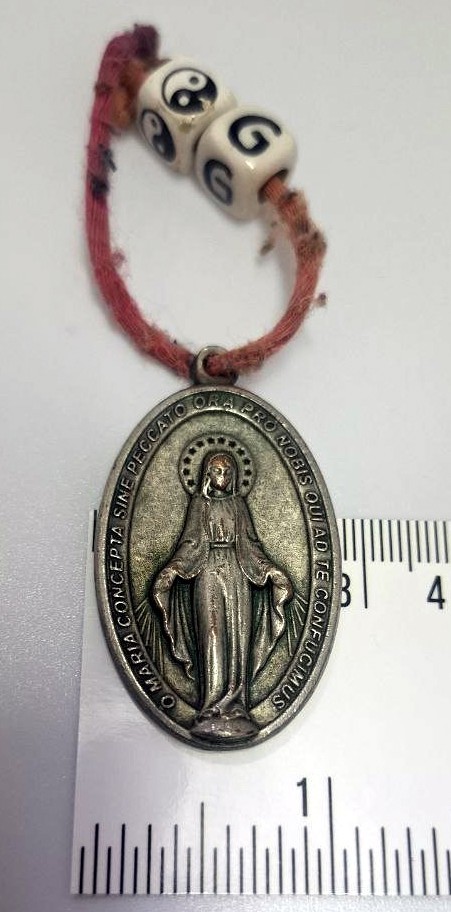 Vintage Miraculous Medal Catholic Blessed Virgin Mary Pendant Silver Tone Italy