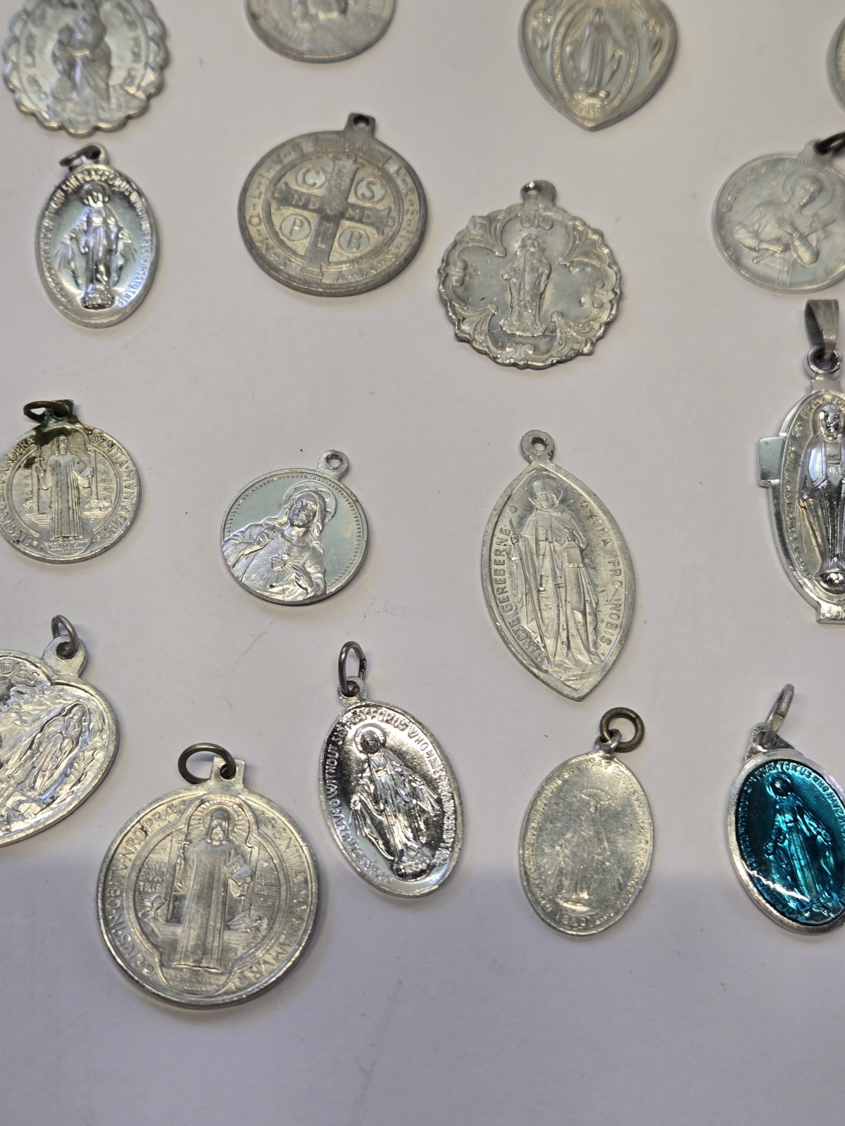 Vintage 39 Piece Lot Aluminum Catholic Medals Half Marked Italy France Germany