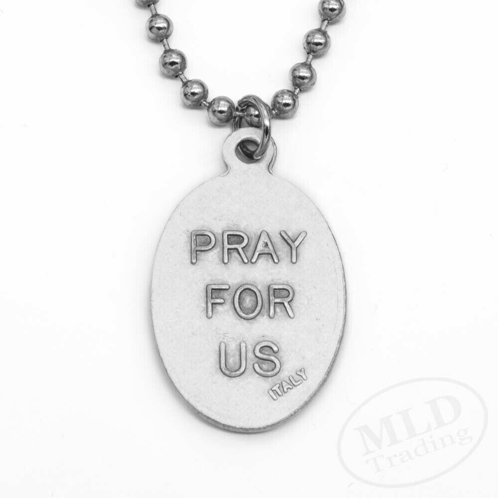 Saint St Matthew Pray For Us Prayer Medal Pendant Necklace Italy 24″ Ball Chain