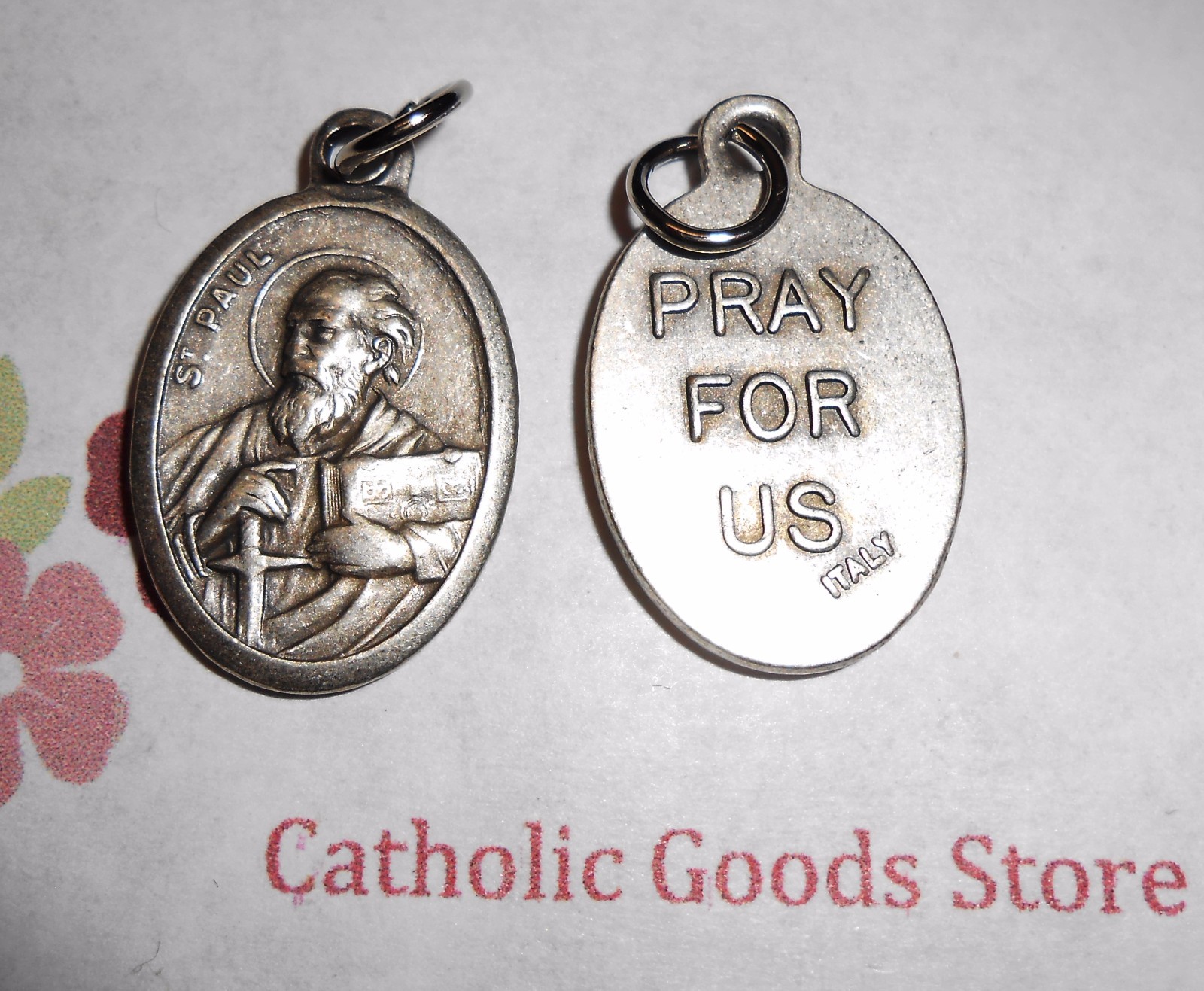 Saint St. Paul – Pray for Us – Italian Antique Silver tone OX 1 inch Medal