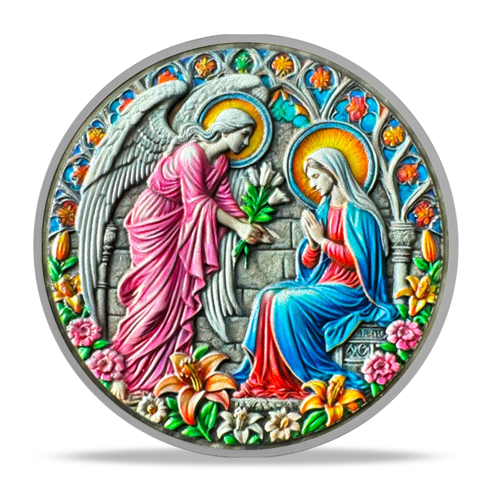 5pcs Christian Annunciation Challenge Coin Luke 1:49 Bible Verse Faith Coin Gift