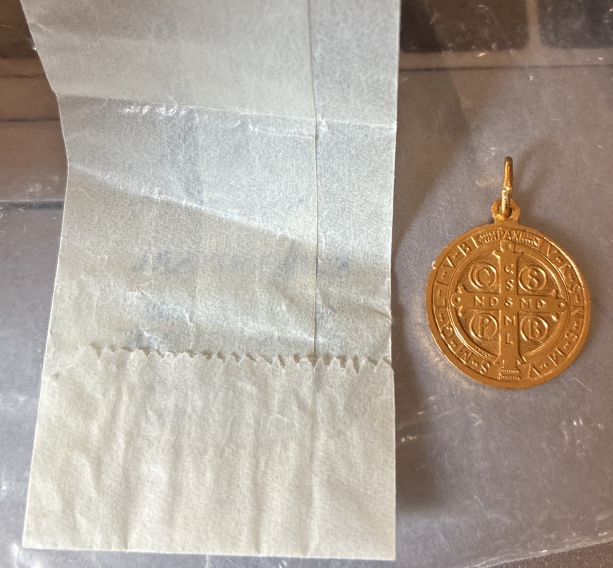 Unknown Saint Medallion From Italy -Gold Color