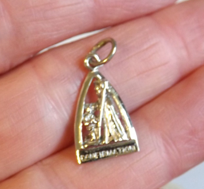 Religious sterling silver Confirmation boy open work ornate charm pendant medal