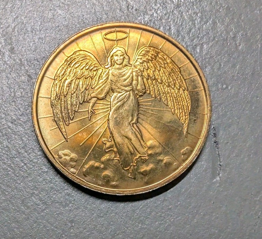 Guardian Angel Protection Pocket Coin Token Gold Plated Double Sided