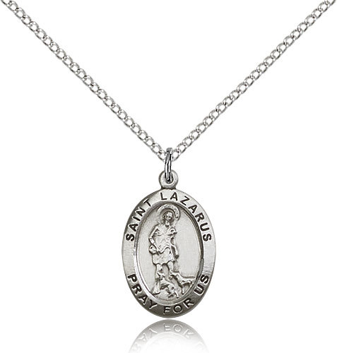 Saint Lazarus Medal For Women – .925 Sterling Silver Necklace On 18 Chain – …