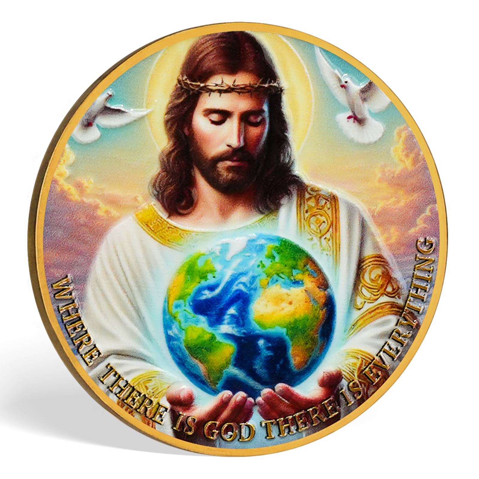 5pc Christian Coin Jesus’s Protection John 3:16 Bible Verse Religious Faith Gift