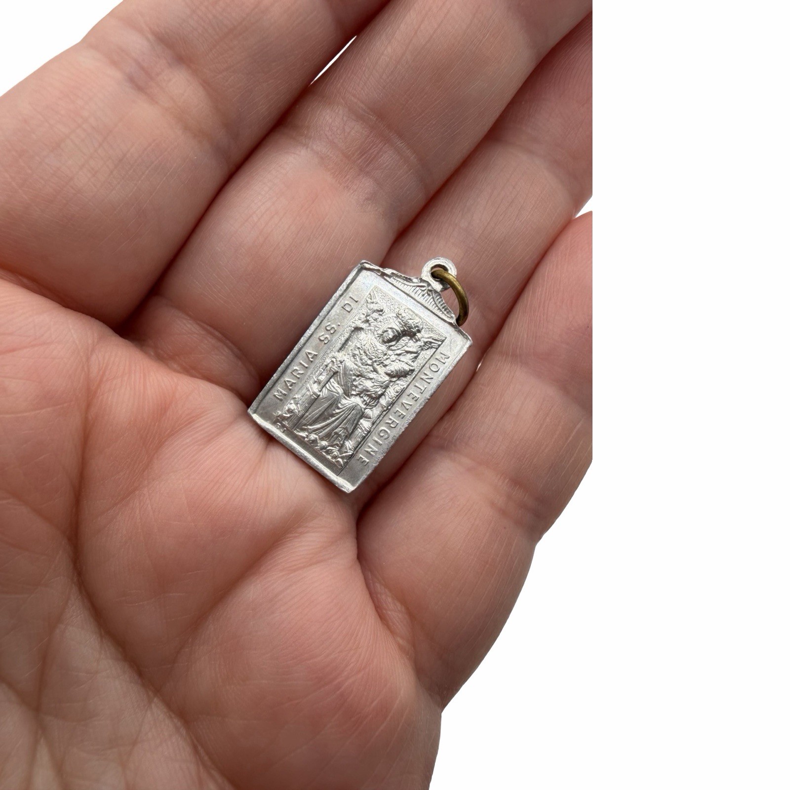 Vintage Maria SS Di Montevergine St Anastasius Aluminum Medal Pendant Italy