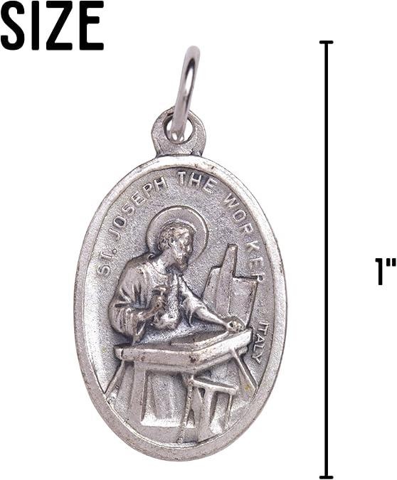 St. Joseph the Worker Pray for Us Medals, 1″, Made in Italy, Pack of 4