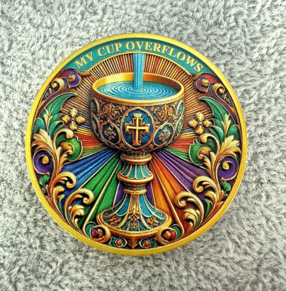 10-Pack Christian Challenge Coins – My Cup Overflows & Joshua 1:9 Faith Tokens
