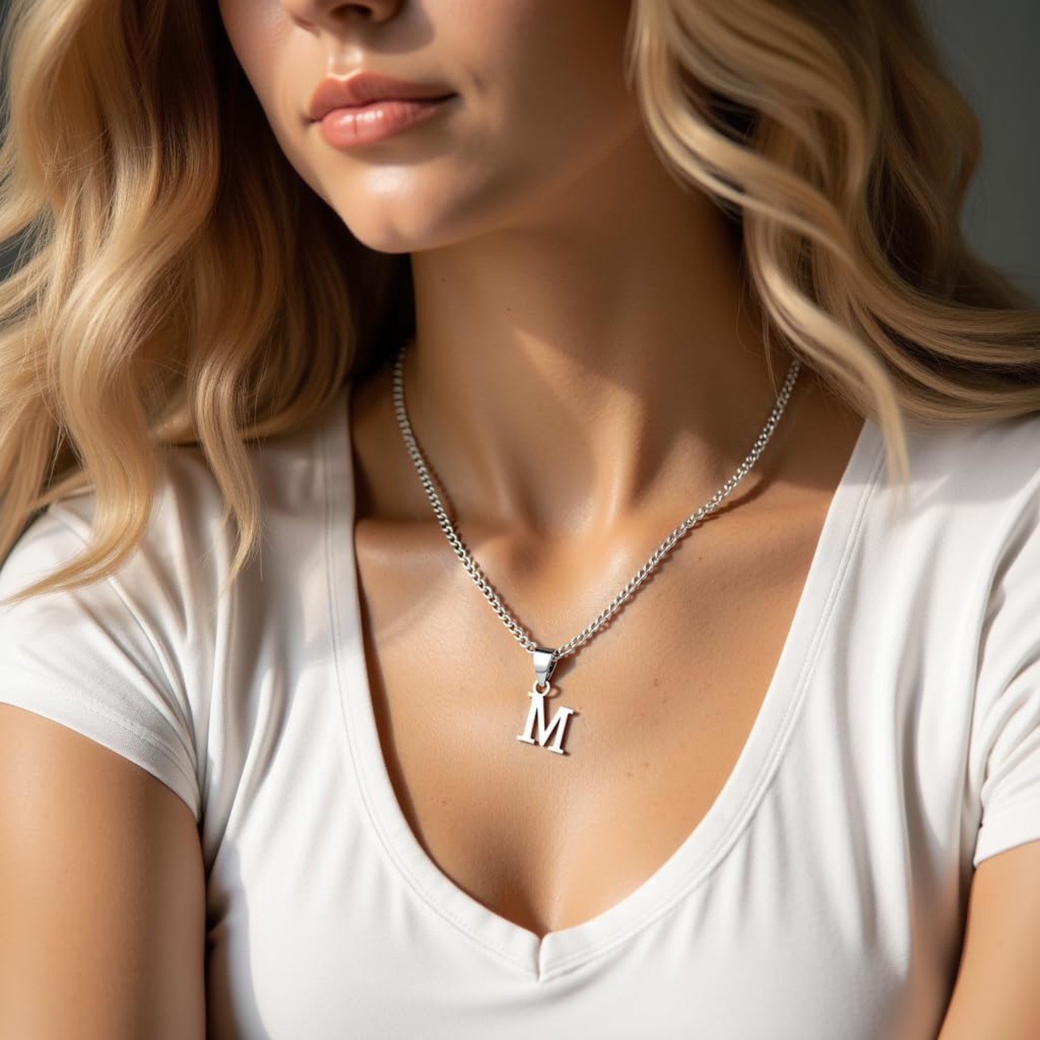 Initial Necklace for Men Women 14K Gold Plated Stainless Steel 26 Capital Let…