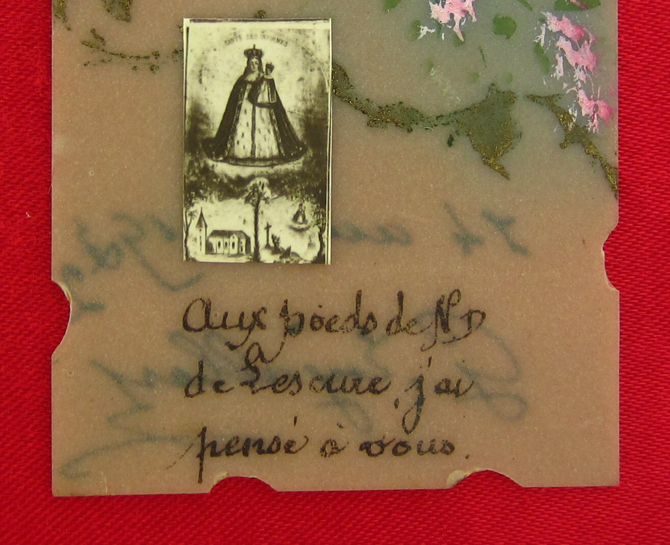 Antique MARY Holy Card OUR LADY OF THE CURES Mini Hand Painted Celluloid 1922