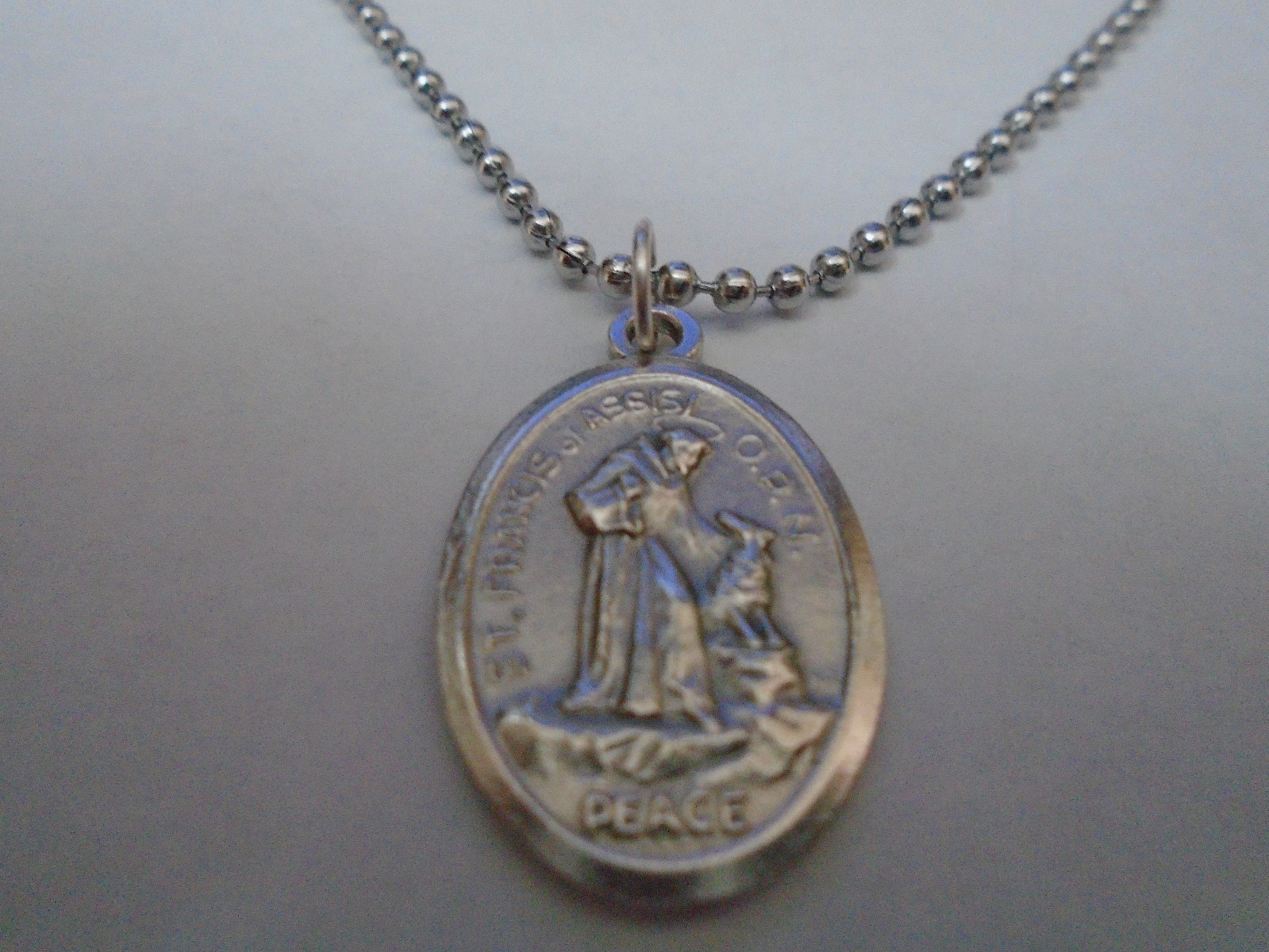St Francis of Assisi PEACE PRAYER Medal necklace 24″ ball chain + prayer card